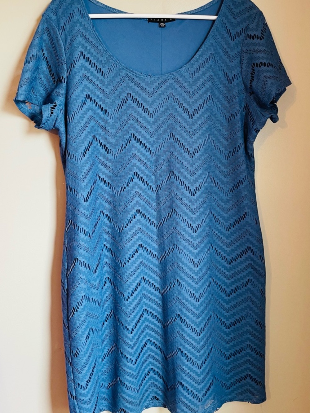 Tiana B. Sky Blue Chevron Lace Knit Dress